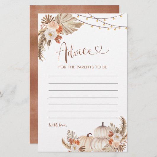 Boho Rustic Pumpkin Fall in Liebe Beratung für Elt (Vorne/Hinten)