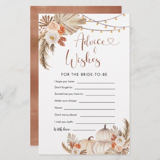 Boho Rustic Pumpkin Fall in Liebe Beratung und Wün (Vorne/Hinten)