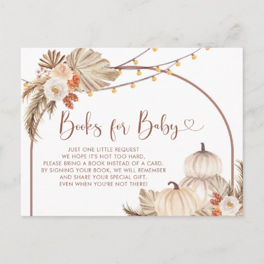 Boho Rustic Pumpkin Fall in Liebe Books for Baby Einladungspostkarte (Vorderseite)