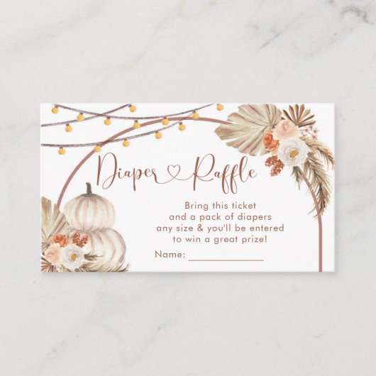 Boho Rustic Pumpkin Fall in Liebe Diaper Raffle Begleitkarte (Vorderseite)