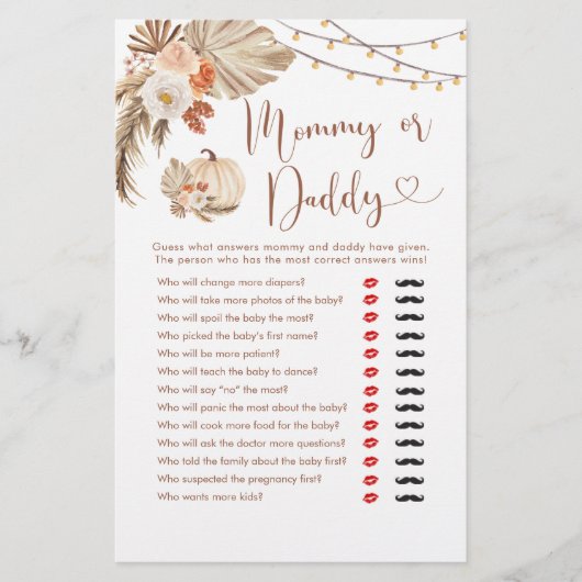 Boho Rustic Pumpkin Fall in Liebe Mommy oder Daddy (Vorderseite)