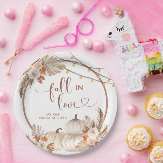 Boho Rustic Pumpkin Fall in Liebe Papier Platte Pappteller (Party)