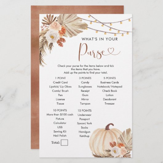 Boho Rustic Pumpkin Fall in Liebe Purgame (Vorne/Hinten)