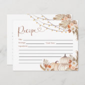 Boho Rustic Pumpkin Fall in Liebe Rezept Card Einladung (Vorne/Hinten)