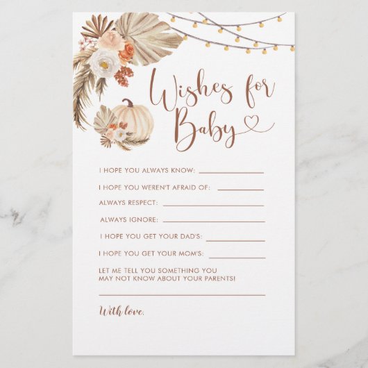 Boho Rustic Pumpkin Fall in Liebe Wünsche für Baby (Vorderseite)