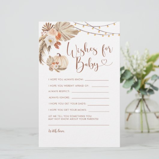 Boho Rustic Pumpkin Fall in Liebe Wünsche für Baby (Stehend Vorderseite)