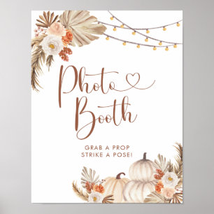 Boho Rustic Pumpkin Fall Liebe Foto Booth Sign Poster