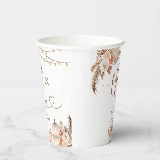 Boho Rustic Pumpkin Fall Liebe Paper Cup Pappbecher (Rechts)