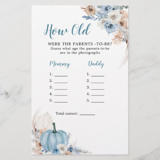 Boho Rustic Pumpkin Fall wie alt die Eltern (Vorderseite)