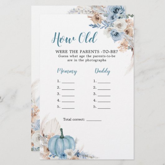 Boho Rustic Pumpkin Fall wie alt die Eltern (Vorne/Hinten)