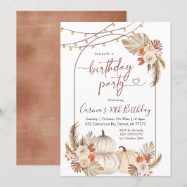 Boho Rustic Pumpkin String Light Fall Birthday Einladung