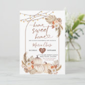 Boho Rustic Pumpkin Zuhause Sweet Zuhause Housewär Einladung (Stehend Vorderseite)