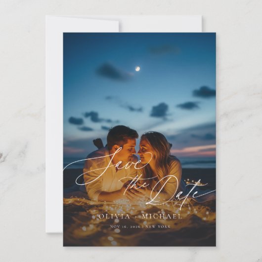 Boho Rustic QR Code Foto Wedding Save the Date Einladung (Vorderseite)