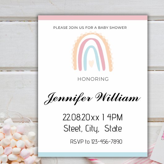 Boho Rustic Rainbow Gender Neutral Baby Shower Einladung