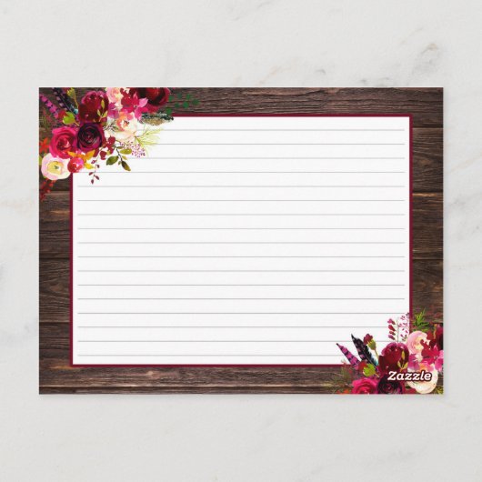 Boho Rustic Recipe Karte (Rückseite)