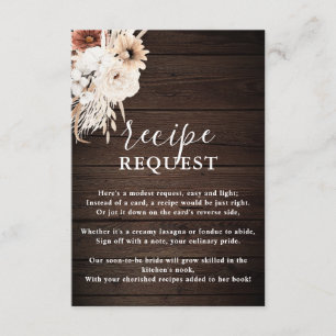 Boho Rustic Recipe Request Brautparty Begleitkarte