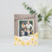 Boho Rustic Rose Blumenholz Foto Moving Ankündigungspostkarte (Stehend Vorderseite)
