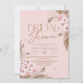 Boho Rustic Rose Pink Brautparty-Einladung Einladung (Vorderseite)