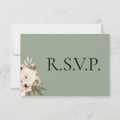Boho Rustic Sage Green Wedding RSVP Karte (Vorderseite)