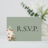 Boho Rustic Sage Green Wedding RSVP Karte (Stehend Vorderseite)