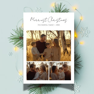 Boho Rustic Script Merriest Christmas Family Foto Feiertagskarte