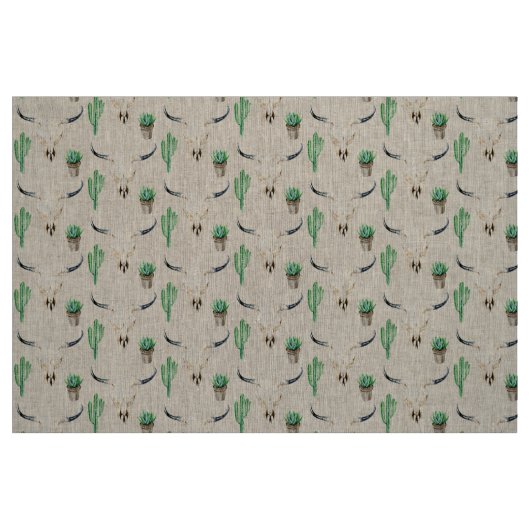 Boho Rustic Skull Cactus Gemustert Stoff (Fat Quarter (45,7 x 55,9 cm))