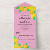 Boho Rustic Sonnenblume Blush Sommerblumenhochzeit All In One Einladung (Innen Boden)