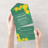 Boho Rustic Sonnenblume Grüne Frühlingsblüte Hochz All In One Einladung (Abreißen)