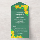 Boho Rustic Sonnenblume Grüne Frühlingsblüte Hochz All In One Einladung (Innen Boden)