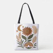 Boho Rustic Sonnenblume & Regenbogen Tasche (Rückseite)