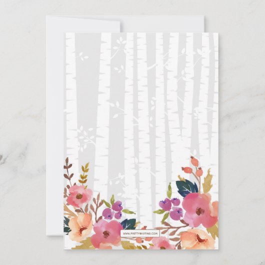 Boho Rustic Spring Birch Woodland Twins Dusche Einladung (Rückseite)