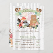 Boho Rustic Spring Birch Woodland Twins Dusche Einladung (Vorne/Hinten)