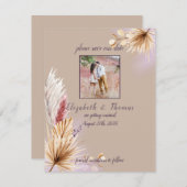 Boho Rustic Summer Pampas Grass Wedding Save The Date (Vorne/Hinten)