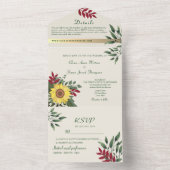 Boho Rustic Sunflower Wedding All In One Einladung (Innen Boden)