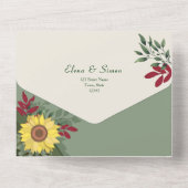 Boho Rustic Sunflower Wedding All In One Einladung (Rückseite)