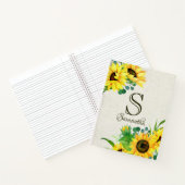 Boho Rustic Sunflowers Monogram Notizblock (Innenseite)