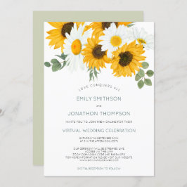 Boho Rustic Sunflowers Verlasse Virtual Wedding Einladung