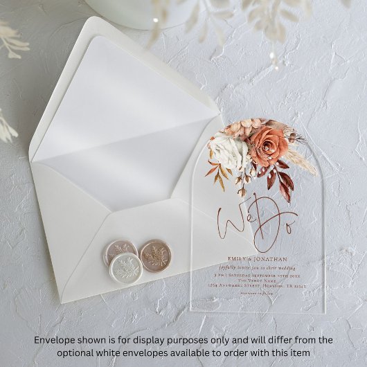 Boho Rustic Terracotta Florals Wedding Acryleinladungen