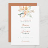 Boho Rustic Terracotta Hochzeit retten Datum Einladung (Vorne/Hinten)