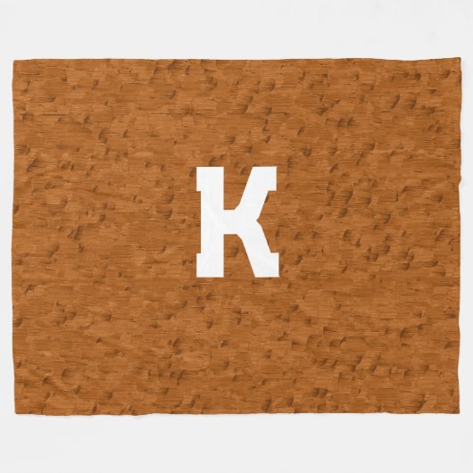 Boho Rustic Textured Wood braun personalisiert Fleecedecke (Vorderseite (Horizontal))