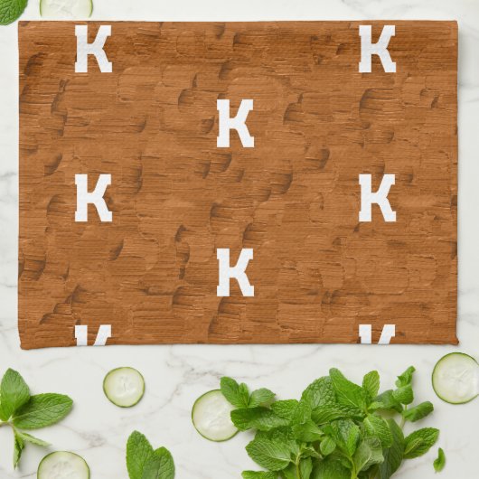 Boho Rustic Textured Wood braun personalisiert Geschirrtuch (Gefaltet)