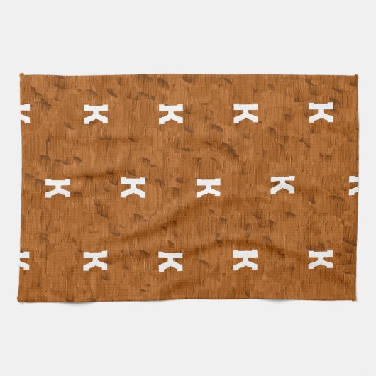Boho Rustic Textured Wood braun personalisiert Geschirrtuch (Horizontal)
