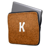 Boho Rustic Textured Wood braun personalisiert Laptopschutzhülle (Vorderseite Links)