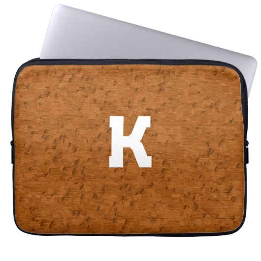 Boho Rustic Textured Wood braun personalisiert Laptopschutzhülle (Vorderseite)