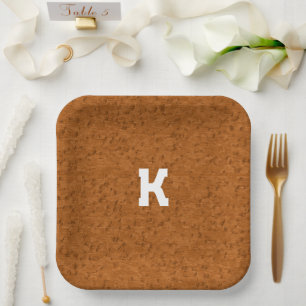 Boho Rustic Textured Wood braun personalisiert Pappteller