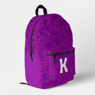 Boho Rustic Textured Wood lila personalisiert Bedruckter Rucksack