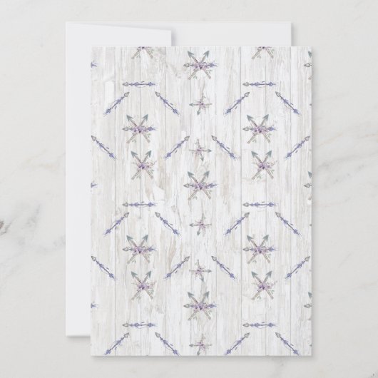 Boho Rustic Tipi & Arrows Blue Boy Baby Dusche Einladung (Rückseite)