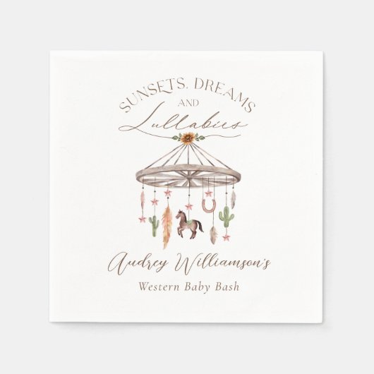 Boho Rustic Wagon Wheel Mobile Western Babydusche Serviette (Vorderseite)