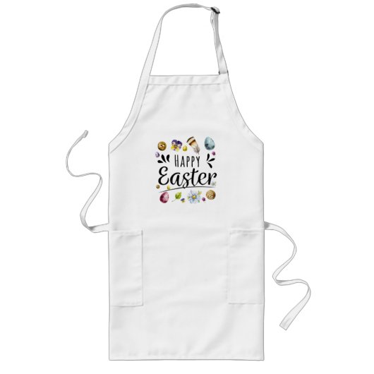 Boho Rustic Wasserfarbe Farbige Frohe Ostern Lange Schürze (Vorne)
