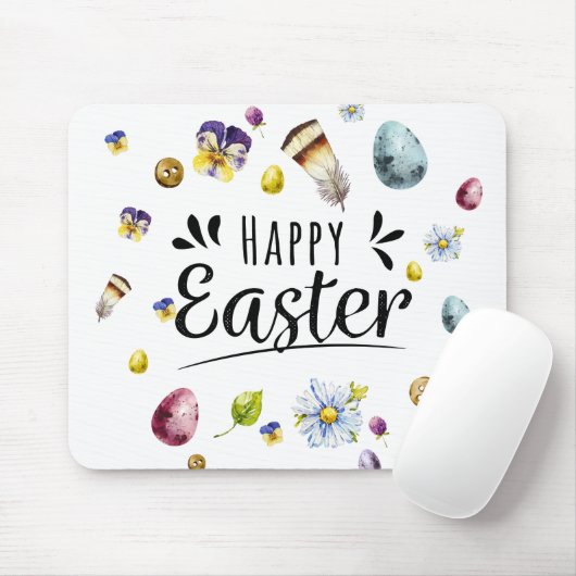 Boho Rustic Wasserfarbe Farbige Frohe Ostern Mousepad (Mit Mouse)